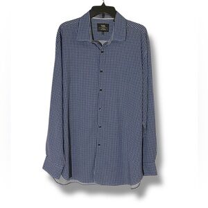 WRK Men's Blue Patterned Button Down Dress Shirt Size XXL Neck 18